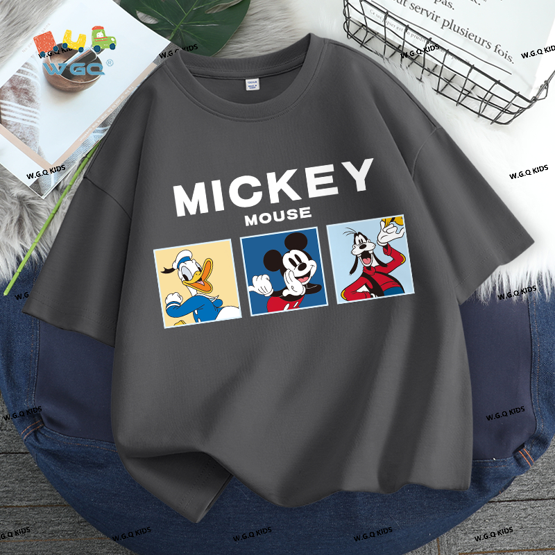 W.G.Q Áo thun bé trai，Phong cách mới mùa hè với in hình Disney，Vải mềm mại thoải mái，thấm mồ hôi thoáng khí