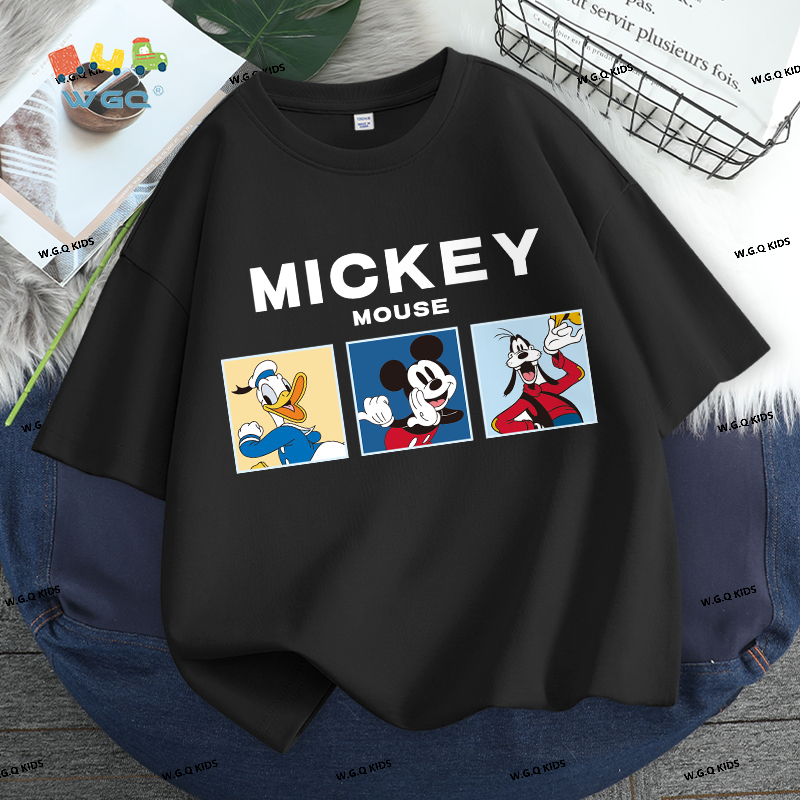 W.G.Q Áo thun bé trai，Phong cách mới mùa hè với in hình Disney，Vải mềm mại thoải mái，thấm mồ hôi thoáng khí