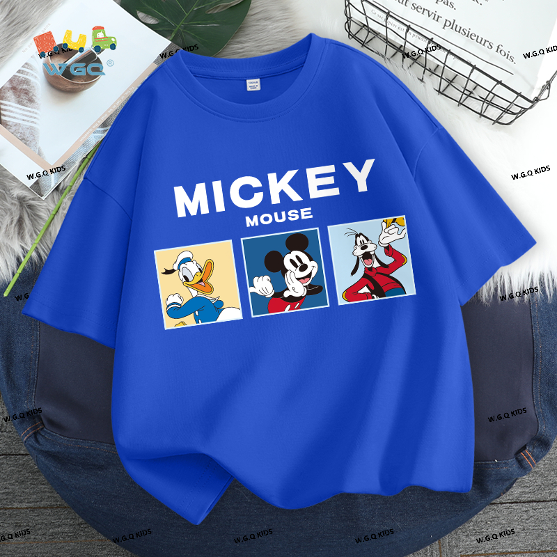 W.G.Q Áo thun bé trai，Phong cách mới mùa hè với in hình Disney，Vải mềm mại thoải mái，thấm mồ hôi thoáng khí