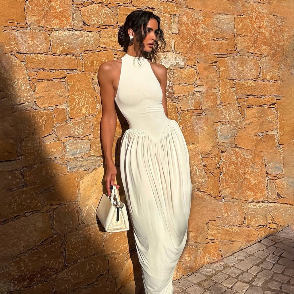 Váy Off Shoulder Ruched Thon Gọn eo, Phong Cách Thời Trang