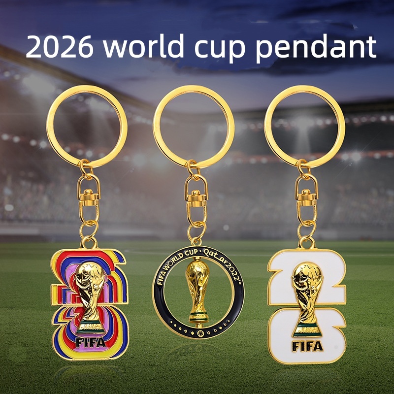 2026 World Cup Sáng Tạo Móc Khóa Sơn Men UV In Kim Loại Móc Khóa Sự Kiện Quà Tặng Lưu Niệm