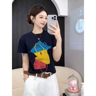 Áo thun cổ tròn nữ 2026, 100% cotton, có dây đeo vai và in hình hoạt hình