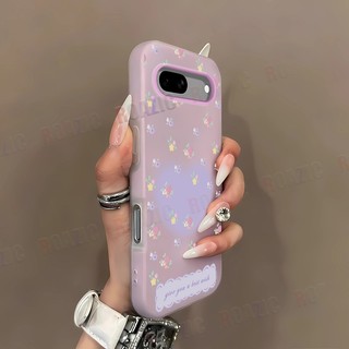 Vỏ Jelly Bảo Vệ Hai Lớp Tương Thích Cho Google Pixel 7A 7 Pro 7 Hoa Tím Thiết Kế Trái Tim Mờ Chống Sốc Chống Rơi Vỏ Điện Thoại GD03