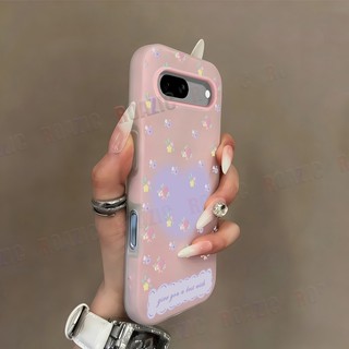 Vỏ Jelly Bảo Vệ Hai Lớp Tương Thích Cho Google Pixel 7A 7 Pro 7 Hoa Tím Thiết Kế Trái Tim Mờ Chống Sốc Chống Rơi Vỏ Điện Thoại GD03