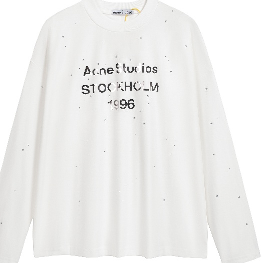 Áo thun dài tay có Logo chữ cái kỹ thuật số AC Letter Style Unisex mới dành cho nam và nữ – 100% Cotton, Đen / Trắng, S-XL