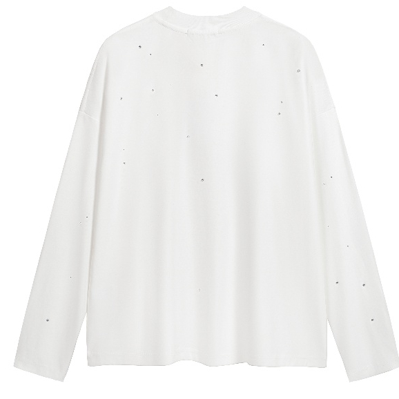Áo thun dài tay có Logo chữ cái kỹ thuật số AC Letter Style Unisex mới dành cho nam và nữ – 100% Cotton, Đen / Trắng, S-XL