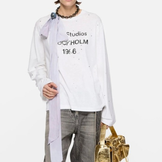 Áo thun dài tay có Logo chữ cái kỹ thuật số AC Letter Style Unisex mới dành cho nam và nữ – 100% Cotton, Đen / Trắng, S-XL
