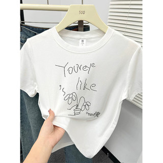 Áo thun nữ cổ tròn 100% cotton, họa tiết hoạt hình, có dây đeo vai