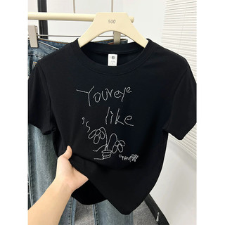 Áo thun nữ cổ tròn 100% cotton, họa tiết hoạt hình, có dây đeo vai