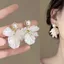 Bông tai vỏ giả kiểu Pháp tinh tế Bông tai tua rua cánh hoa trắng