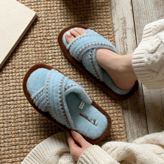 XIXITIAO Dép Cotton Phòng Ngủ 2026 Mới Retro Đeo Chéo Nhà Thu Đông Nữ