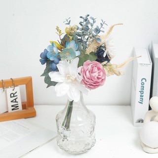 Hoa Nhân Tạo Bó Hoa Lụa Dahlia Mẫu Đơn Hoa Cúc Bạch Đàn Cây Giả Nhà Trang Trí Đám Cưới Bàn Thẩm Mỹ Trung Tâm Tiệc Bắc Âu Quà Tặng Cầm Tay