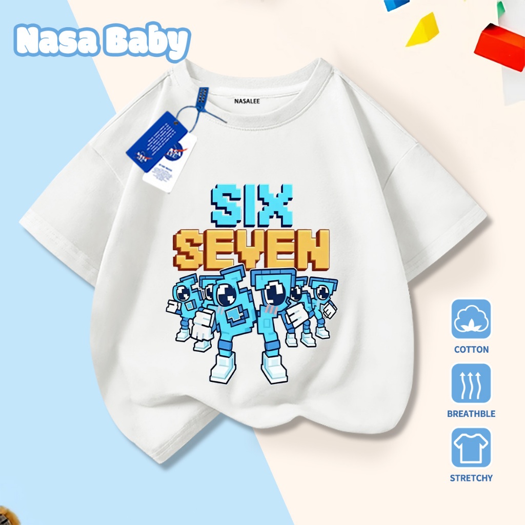 🔥Xu hướng hot 2026🔥 Áo thun trẻ em NASA, họa tiết bộ sáu bảy, 100% cotton, Unisex, giao hàng ngay