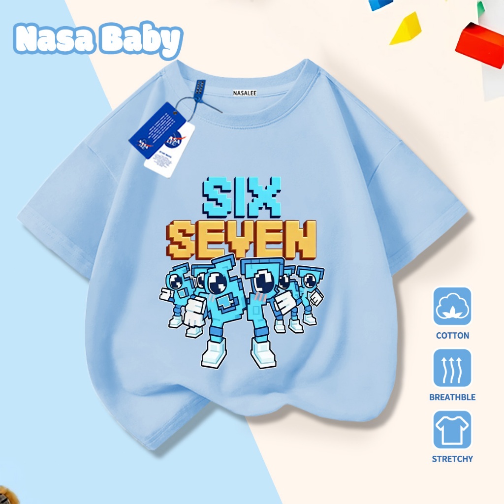 🔥Xu hướng hot 2026🔥 Áo thun trẻ em NASA, họa tiết bộ sáu bảy, 100% cotton, Unisex, giao hàng ngay