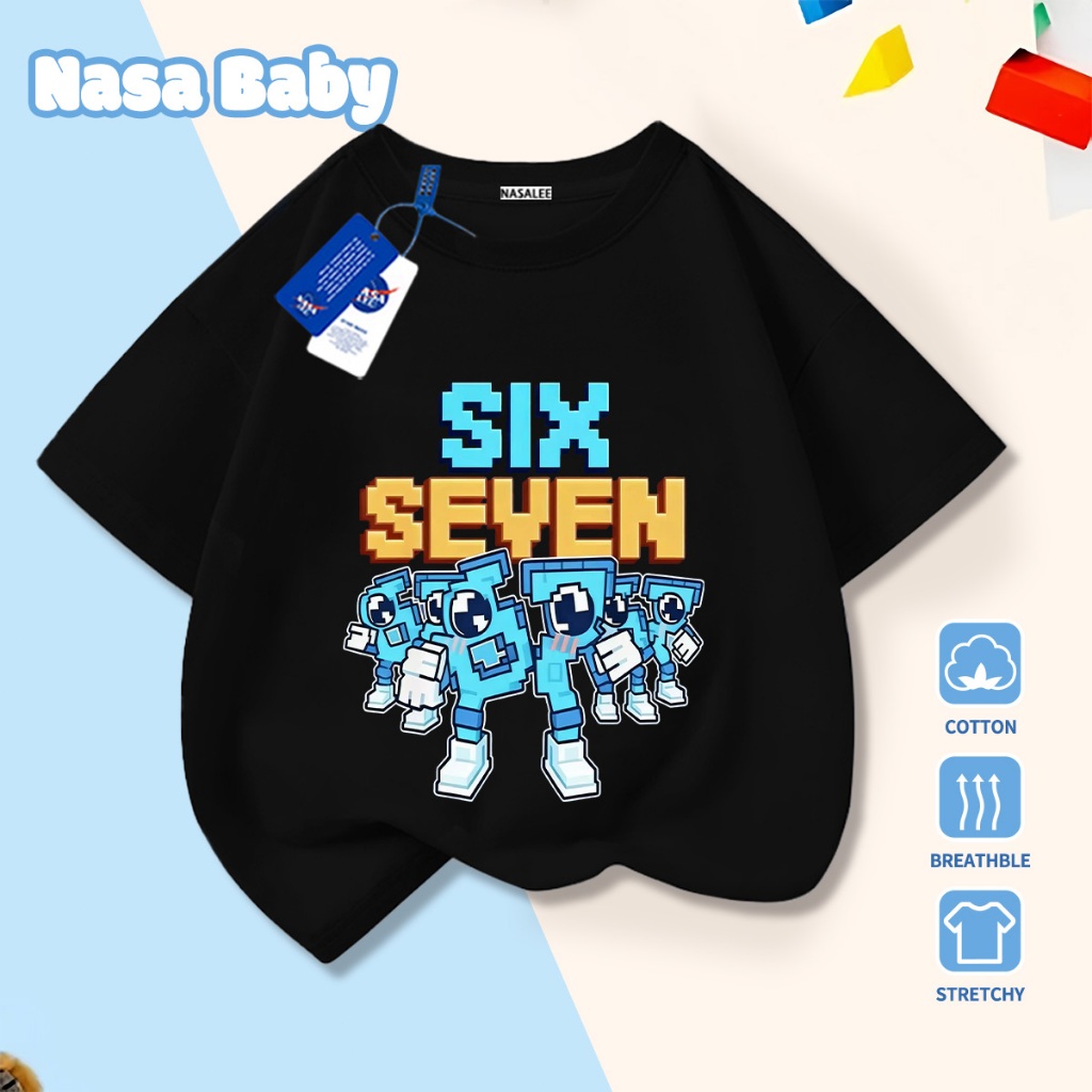 🔥Xu hướng hot 2026🔥 Áo thun trẻ em NASA, họa tiết bộ sáu bảy, 100% cotton, Unisex, giao hàng ngay