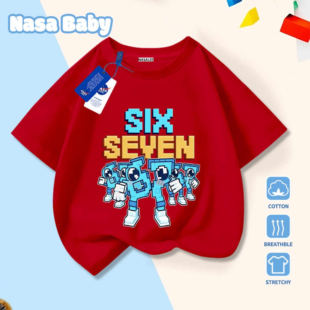 🔥Xu hướng hot 2026🔥 Áo thun trẻ em NASA, họa tiết bộ sáu bảy, 100% cotton, Unisex, giao hàng ngay
