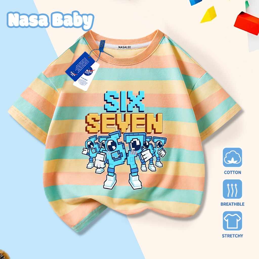 🔥Xu hướng hot 2026🔥 Áo thun trẻ em NASA, họa tiết bộ sáu bảy, 100% cotton, Unisex, giao hàng ngay