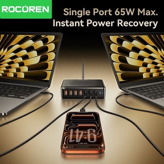 Rocoren 200W GaN USB C Sạc 8 Trong 1 Để Bàn Sạc Nhanh Cho iPhone 17 Pro Cho Samsung USB Loại C Sạc Di Động Trạm Điện