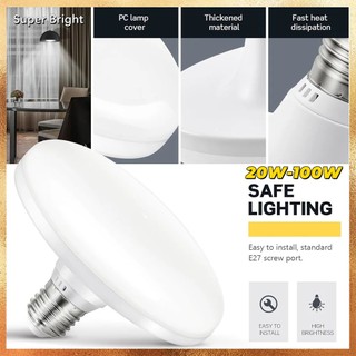 E27 Bóng Đèn LED Siêu Sáng 220V UFO LED Trắng Lạnh Đèn 20W 30W 40W 60W 100W Chiếu Sáng Trong Nhà Cho Nhà Để Xe Nhà Bếp