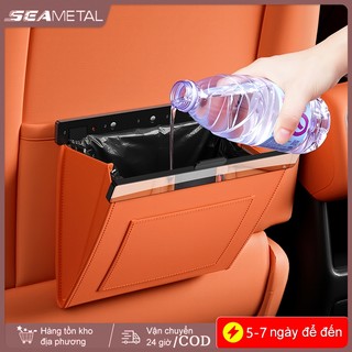 SEAMETAL Leather Xe Thùng Rác Có Thể Từ Ghế Treo Lại Ẩn Túi Bảo Quản Tự Động Sáng Tạo Xe Tổ Chức Nội Thất