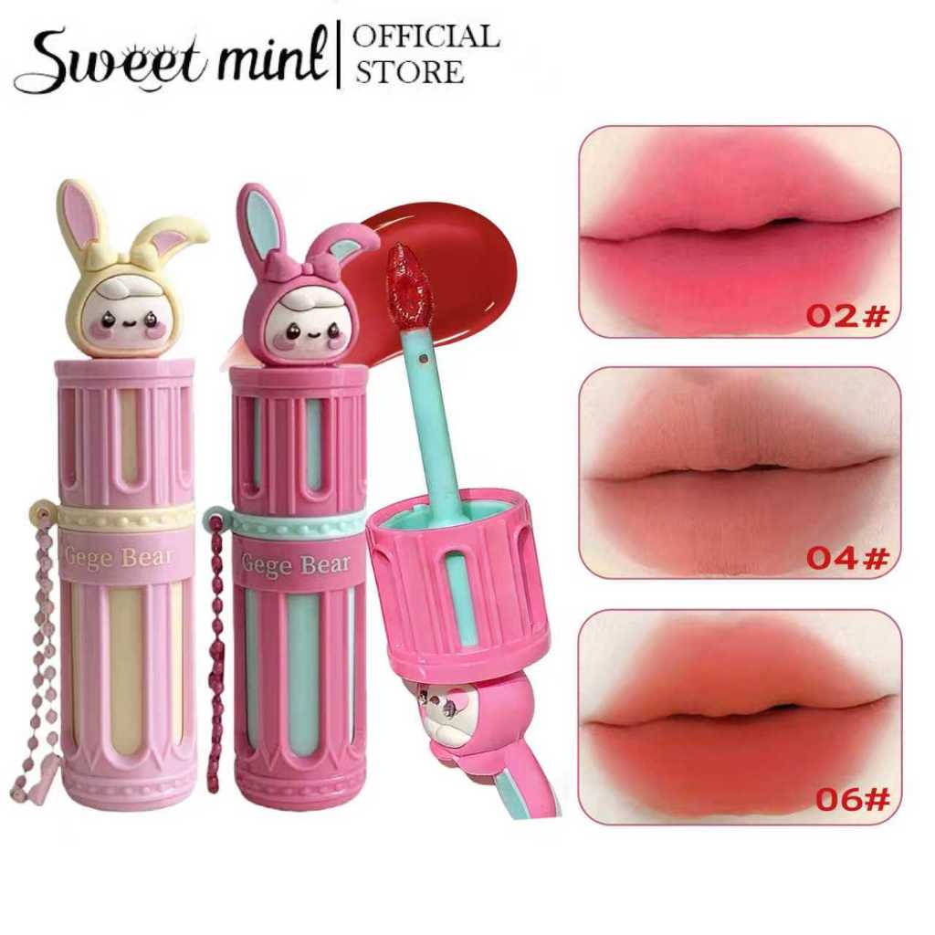 Gegebear Thỏ Dễ Thương Nhung Sương Khóa Màu Môi Bùn Mềm Sương Mờ Dưỡng Ẩm Lâu Dài