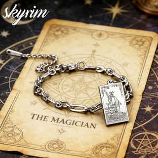Vòng tay tarot Skyrim The Magician, bùa hộ mệnh nữ làm từ thép không gỉ, phù hợp làm quà tặng