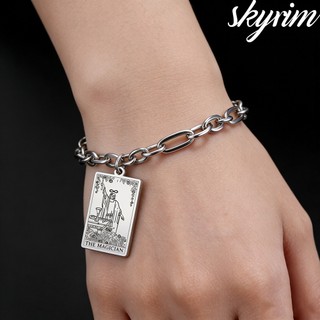 Vòng tay tarot Skyrim The Magician, bùa hộ mệnh nữ làm từ thép không gỉ, phù hợp làm quà tặng