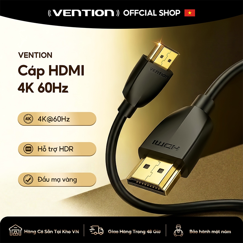 Vention Dây cáp HDMI 2.0  siêu mỏng 4K 60Hz 3D đầu mạ vàng cho TV/ máy chiếu/ PS4  – Hàng Chính Hãng