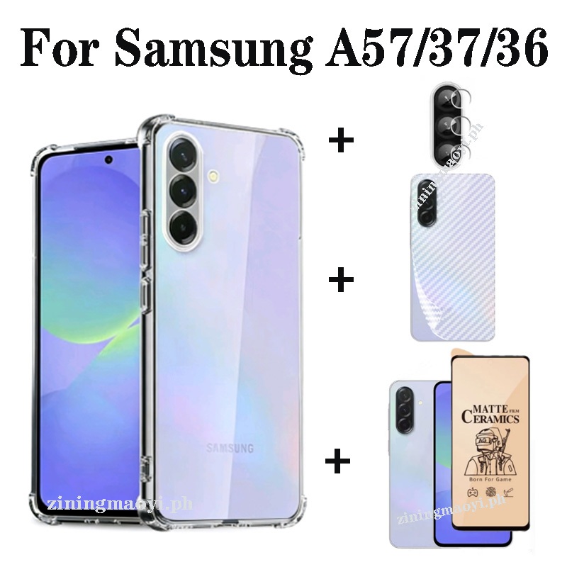 Ốp Điện Thoại Trong Suốt Mềm Chống Sốc 4in1 Samsung A57 A37 Cho Samsung A07 A17 A56 A26 A36 A16 A06 A05 A05S Phim Kính Cường Lực + Phim Ống Kính + Phim Mặt Sau
