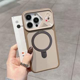 Giá đỡ vòng chữ B cửa sổ lớn Vỏ điện thoại từ tính màu kép thích hợp cho iPhone 11 12 13 14 15 16 17 Pro Max mờ bao gồm vỏ chống rơi