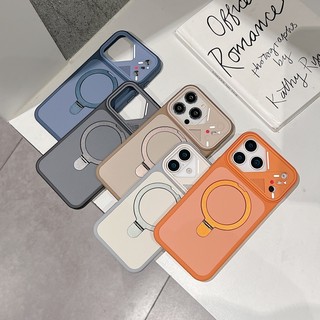 Giá đỡ vòng chữ B cửa sổ lớn Vỏ điện thoại từ tính màu kép thích hợp cho iPhone 11 12 13 14 15 16 17 Pro Max mờ bao gồm vỏ chống rơi