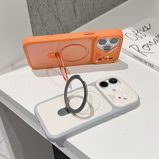 Giá đỡ vòng chữ B cửa sổ lớn Vỏ điện thoại từ tính màu kép thích hợp cho iPhone 11 12 13 14 15 16 17 Pro Max mờ bao gồm vỏ chống rơi