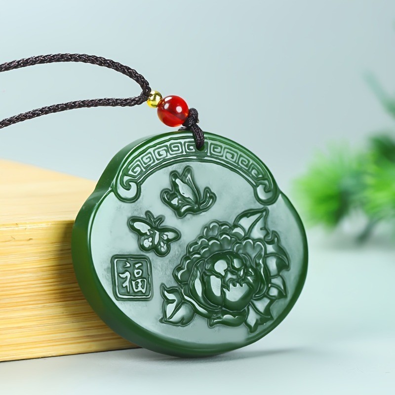 Mặt dây chuyền ngọc bích tự nhiên Mặt dây chuyền ngọc xanh, Vòng cổ mặt dây chuyền ngọc bích màu xanh lá cây, Quà tặng nam nữ