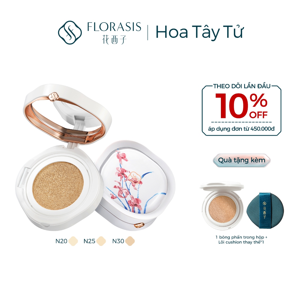 Florasis ( Hoa Tây Tử)  Phấn Nước 13g*2 Kem Nền Flawless Jade Breathable - Dưỡng Ẩm Dịu Nhẹ Cho Da Nhạy Cảm (Phiên Bản Ode to Embroidery)