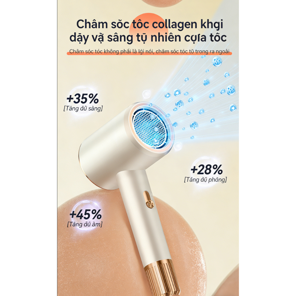 Máy sấy tóc tốc độ cao, ion âm, nhiệt độ không đổi, tặng 1 quạt mini cầm tay
