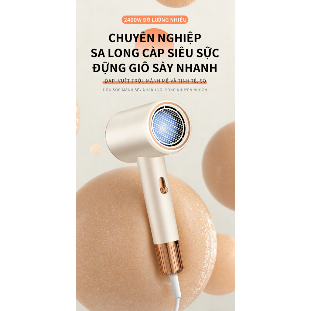Máy sấy tóc tốc độ cao, ion âm, nhiệt độ không đổi, tặng 1 quạt mini cầm tay