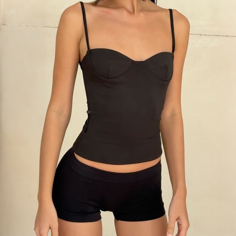 2026 Mỹ mới Gothic gợi cảm vest mỏng vừa vặn màu trơn sọc lưng áo sơ mi nữ treo