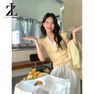 ZHELIHANGFEI Áo Thun Hai Mảnh Màu Tím Cổ Chữ V, Vai Băng Lụa, Form Slim-Fit Phù Hợp Mùa Hè