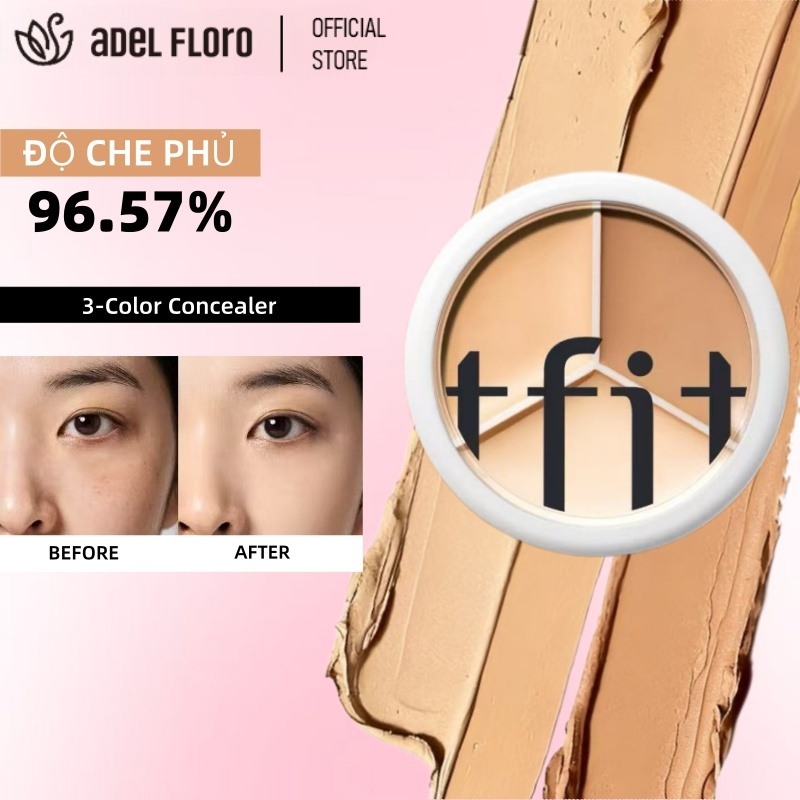 [Adel Floro] tfit Kem Che Khuyết Điểm 3 Màu | Che phủ hoàn hảo, Nâng tone, Che quầng thâm, Lâu trôi
