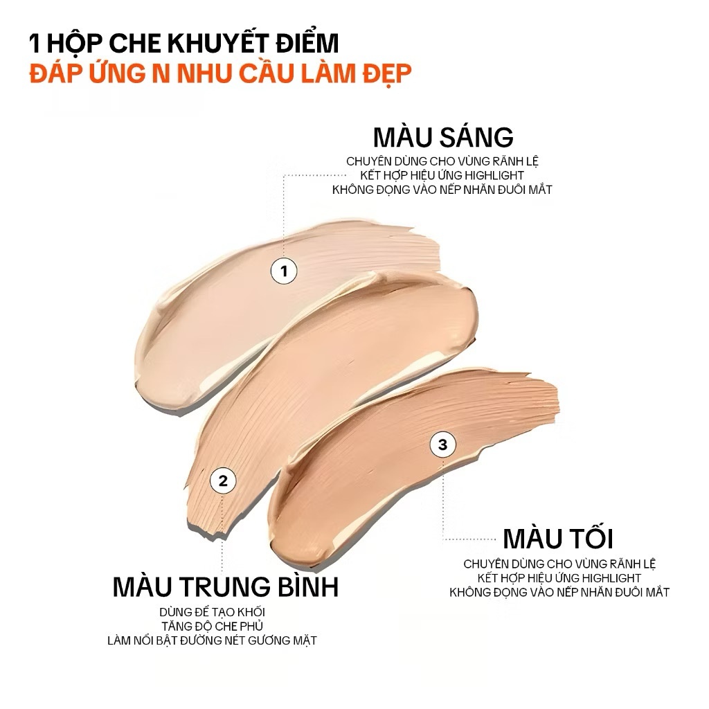 [Adel &Co.] tfit Kem Che Khuyết Điểm 3 Màu | Che phủ hoàn hảo, Nâng tone, Che quầng thâm, Lâu trôi