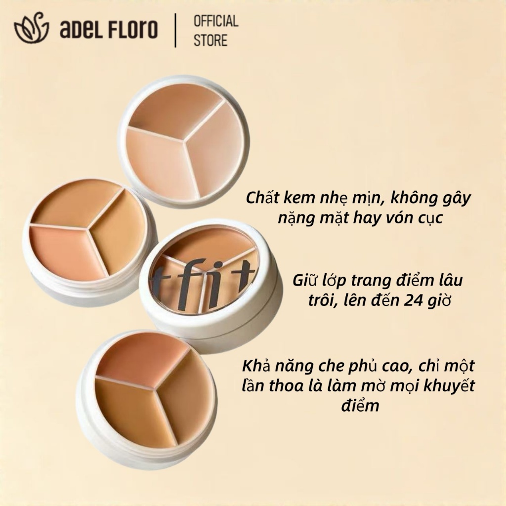 [Adel &Co.] tfit Kem Che Khuyết Điểm 3 Màu | Che phủ hoàn hảo, Nâng tone, Che quầng thâm, Lâu trôi