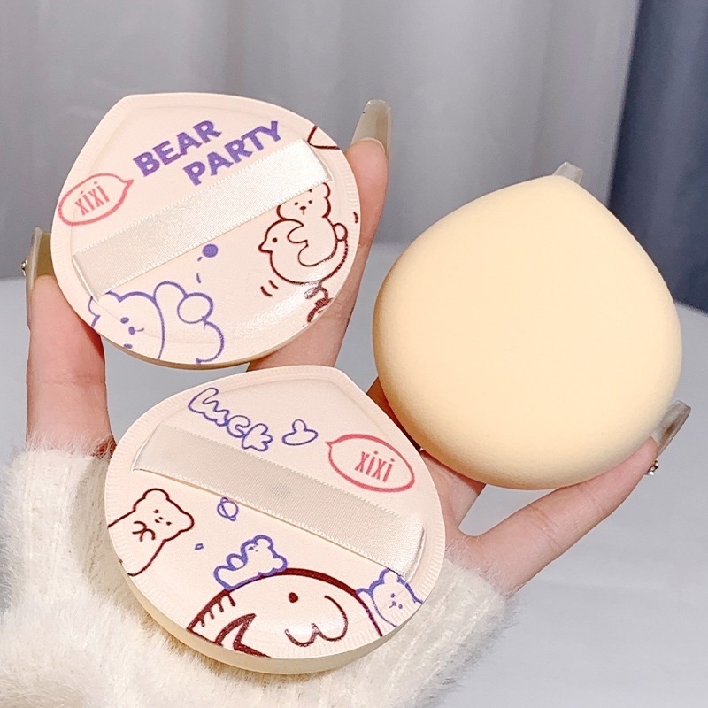 Xixi Bear cub Powder Puff Miếng bọt biển trang điểm Mềm không ăn bột Cả ướt và khô Beauty blender Foundation Powder Puff Dụng cụ mỹ phẩm
