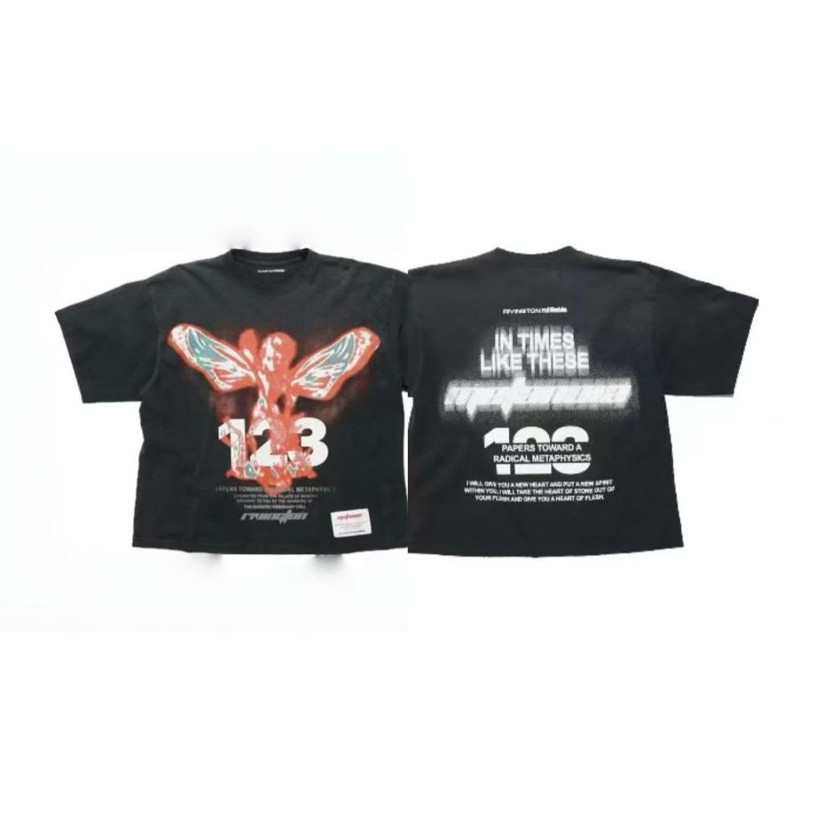 Áo thun họa tiết dung nham rửa cổ điển | Áo thun ngắn tay cỡ lớn dành cho nam nữ