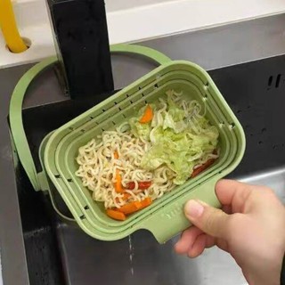 Treo Giỏ Thoát Nước Có Thể Thu Vào Bồn Rửa Nhà Bếp Lọc Để Giặt Rau Củ Quả & Gạo Có Thể Điều Chỉnh Giá Để Đồ