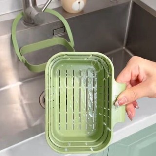 Treo Giỏ Thoát Nước Có Thể Thu Vào Bồn Rửa Nhà Bếp Lọc Để Giặt Rau Củ Quả & Gạo Có Thể Điều Chỉnh Giá Để Đồ