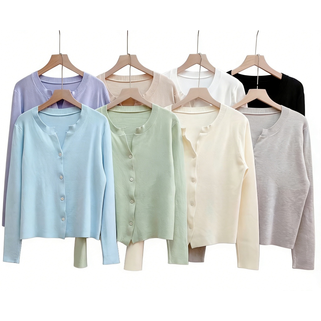 Suxi Thu Đông Mới Pháp Retro Cổ Tròn Dài Tay Dệt Kim Cardigan Áo Len Nữ 240901