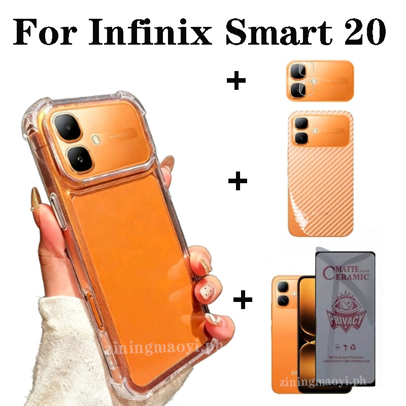 Ốp điện thoại trong suốt mềm chống sốc 4in1 Infinix Smart 20 cho Smart10 9 9HD 10 Plus Note 60 60ProProTempererer phim kính và phim ống kính và phim mặt sau