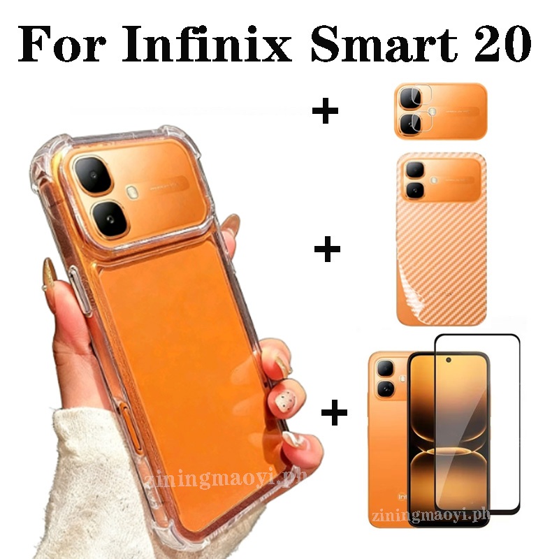 Ốp điện thoại trong suốt mềm chống sốc 4in1 Infinix Smart 20 cho Smart10 9 9HD 10 Plus Note 60 60ProProTempererer phim kính và phim ống kính và phim mặt sau