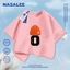 Áo thun ngắn tay cotton màu đen thương hiệu NASA cho trẻ em, phong cách thời trang Mỹ in hình mũ lưỡi trai, dành cho bé trai và bé gái 3-16 tuổi, áo thun dáng rộng thoải mái