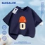 Áo thun ngắn tay cotton màu đen thương hiệu NASA cho trẻ em, phong cách thời trang Mỹ in hình mũ lưỡi trai, dành cho bé trai và bé gái 3-16 tuổi, áo thun dáng rộng thoải mái